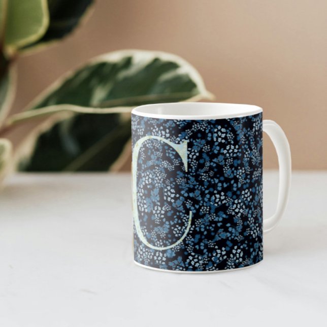 Floral Elegant Klasse Monogram C blau mit einer Ph Kaffeetasse (Von Creator hochgeladen)