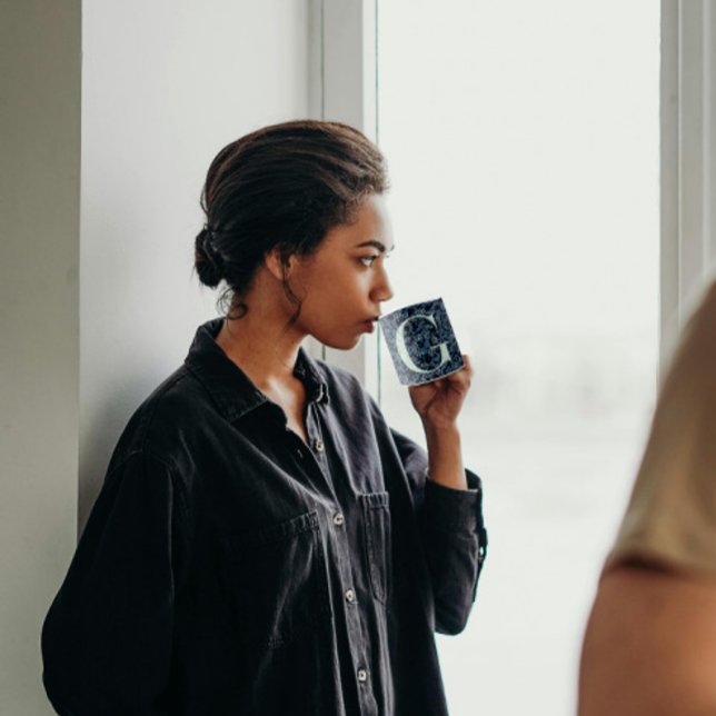 Floral Elegant Klasse Monogram G blau mit der Phra Kaffeetasse (Von Creator hochgeladen)