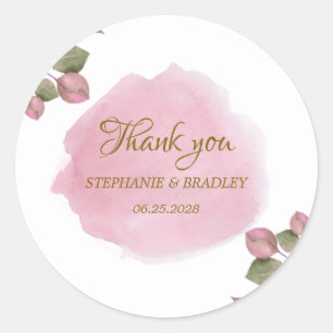 Floral Elegant Moderne Blush Pink Hochzeit Vielen Runder Aufkleber