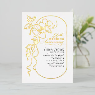 Floral Elegant Modernes Hochzeitstag Gold Folieneinladung