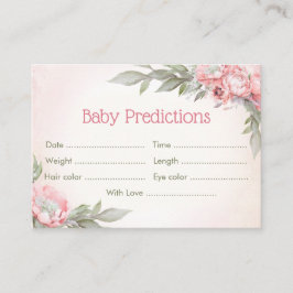 Floral Elegant Pink Baby Shower Baby Vorhersagen Begleitkarte