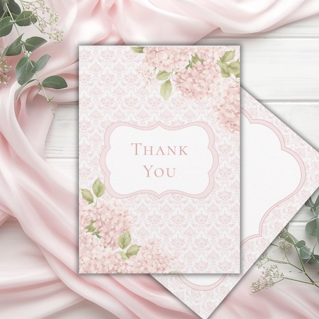 Floral Elegant Pink Hydrangea Bridal Shower  Dankeskarte (Von Creator hochgeladen)
