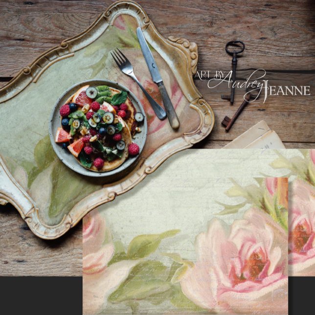 Floral Elegant Rosa Drehbuch Ephemera Decoupage Seidenpapier (Von Creator hochgeladen)
