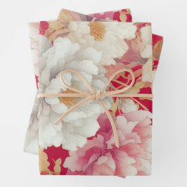 Floral elegant rot geschenkpapier set