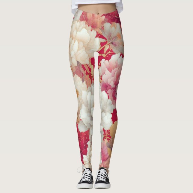 Floral elegant rot leggings (Vorderseite)