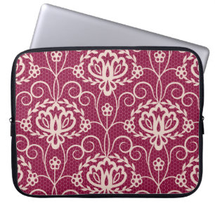 Floral Elegant: Rotlichtmuster Laptopschutzhülle