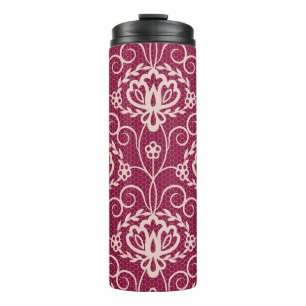 Floral Elegant: Rotlichtmuster Thermosbecher
