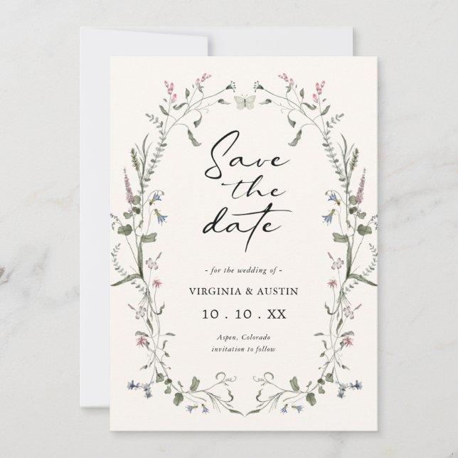 Floral Elegant Save the Date (Vorderseite)