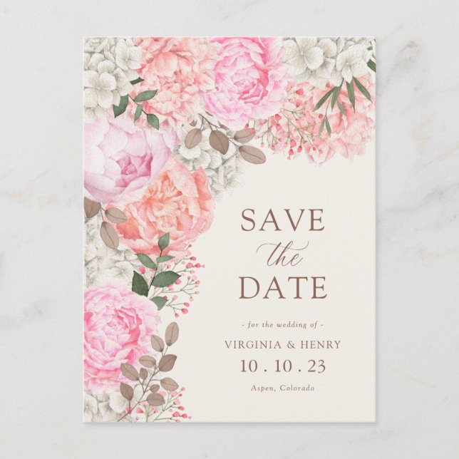 Floral Elegant Save the Date Postkarte (Vorderseite)