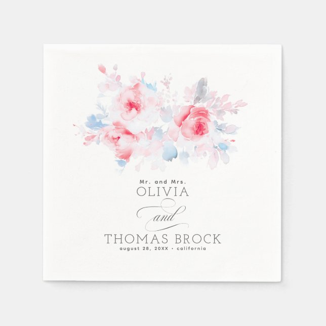 Floral Elegant Summer Wedding Serviette (Vorderseite)