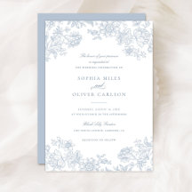 Floral Elegant Vintag Dusty Blue Wedding