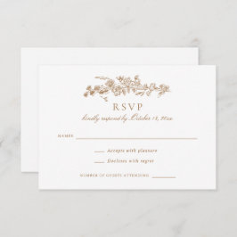 Floral Elegant Vintag Gold Toile Hochzeit RSVP Einladung
