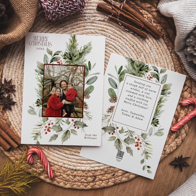 Floral Elegant Wasserfarbe Frohe Weihnachten Foto (Von Creator hochgeladen)