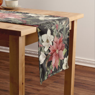Floral Elegant Wasserfarbe Frohe Weihnachten Kurzer Tischläufer
