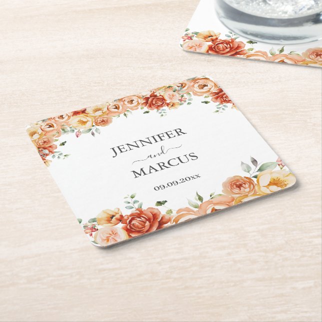 Floral Elegant Wedding Paper Untersetzer (angewinkelt)