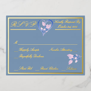 Floral Elegant White Wedding RSVP Gold Folie Einladungspostkarte