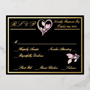 Floral Elegant White Wedding RSVP Gold Folie Einladungspostkarte