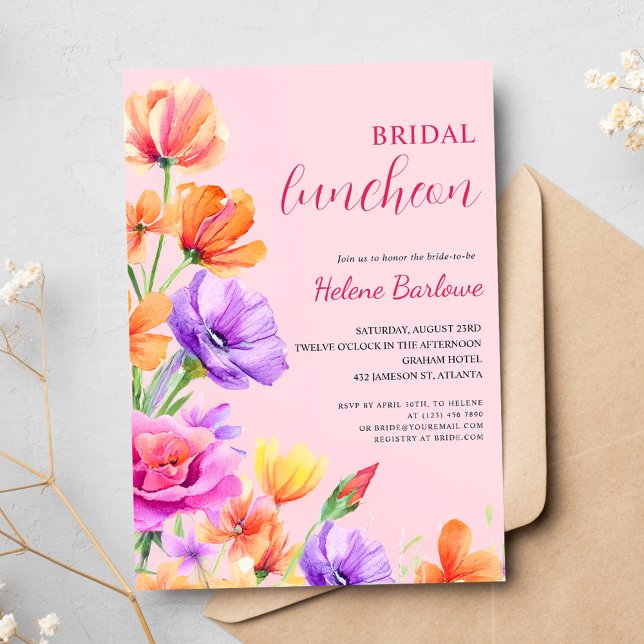 Floral Elegant Wildblume Boho Einladung (Floral Elegant Boho Wildflower Bridal Luncheon Invitation)