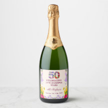 Floral elegante 50. Geburtstagsflasche Blume 50 Ja