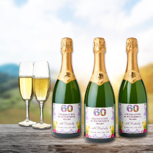 Floral elegante 60. Geburtstagsflasche Blume 60 Ja