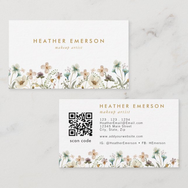 Floral Elegante Business Card Visitenkarte (Vorne/Hinten)