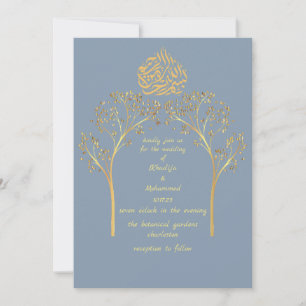 Floral elegante DUSTY BLUE muslime wedung Einladung