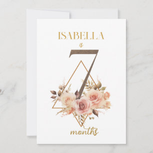 Floral Elegante First Year Baby Milestone Card Einladung