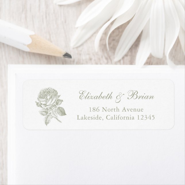 Floral Elegante French Rose Sage Wedding Address (Insitu)
