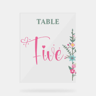 Floral Elegante Liebe Hochzeit Tischnummer 2 Acrylschild