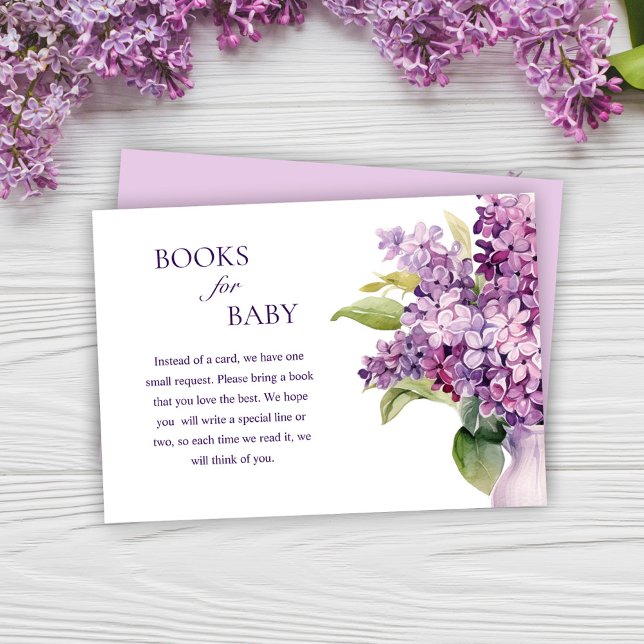 Floral Elegante Lilac Baby Duschbücher für Baby Begleitkarte (Floral Elegant Lilac Baby Shower Books For Baby Enclosure Card)