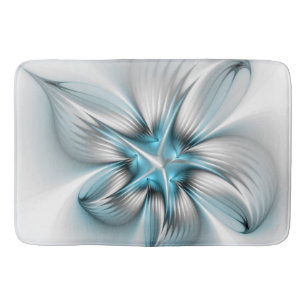 Floral Elegante Modernes Abstraktes blaues Fraktal Badematte