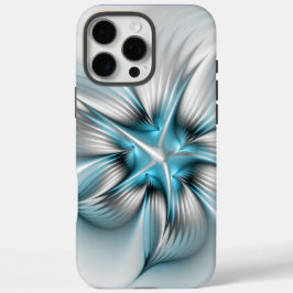 Floral Elegante Modernes Abstraktes blaues Fraktal iPhone 16 Pro Max Hülle