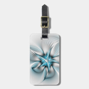 Floral Elegante Modernes Abstraktes blaues Fraktal Gepäckanhänger
