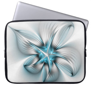 Floral Elegante Modernes Abstraktes blaues Fraktal Laptopschutzhülle