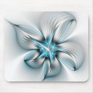 Floral Elegante Modernes Abstraktes blaues Fraktal Mousepad