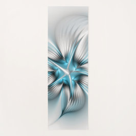 Floral Elegante Modernes Abstraktes blaues Fraktal Yogamatte