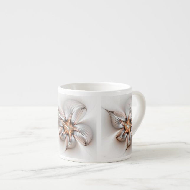 Floral Elegante Modernes Abstraktes Fraktal Espressotasse (Vorderseite Rechts)
