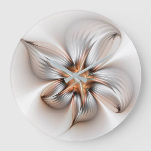 Floral Elegante Modernes Abstraktes Fraktal Große Wanduhr