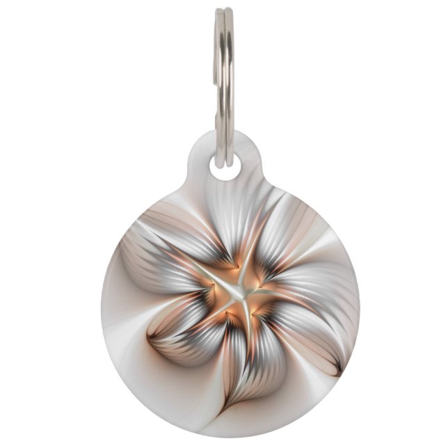 Floral Elegante Modernes Abstraktes Fraktal Haustiermarke (Vorderseite)