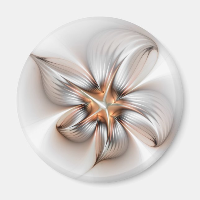 Floral Elegante Modernes Abstraktes Fraktal Magnet (Vorne)