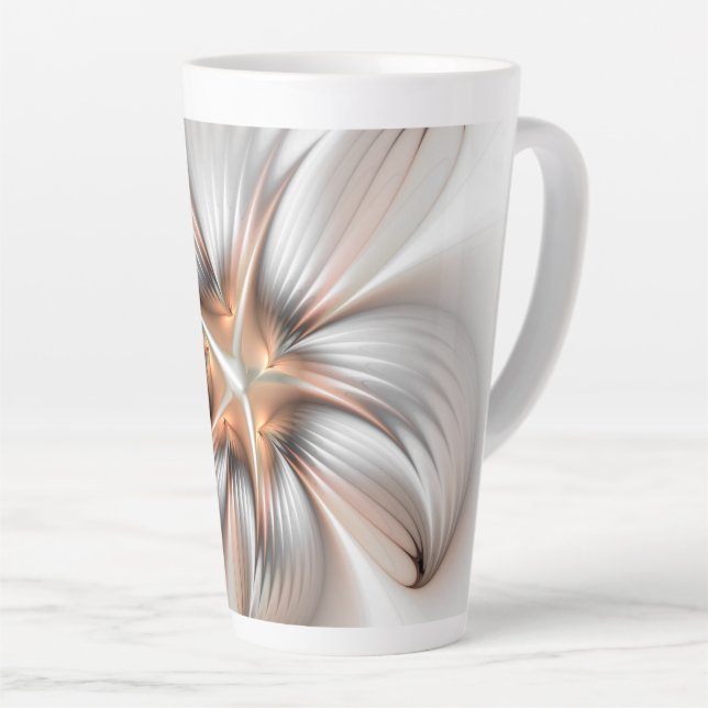 Floral Elegante Modernes Abstraktes Fraktal Milchtasse (Rechte Ecke)