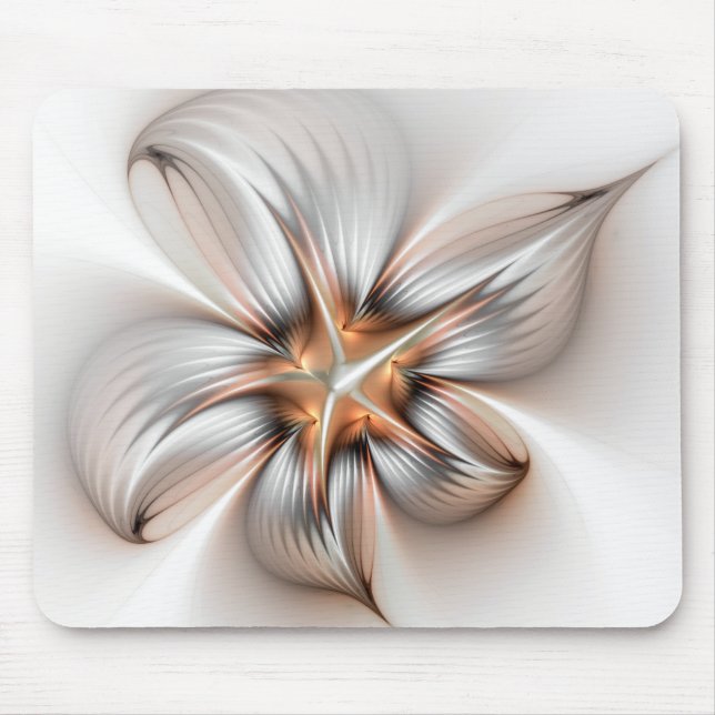 Floral Elegante Modernes Abstraktes Fraktal Mousepad (Vorne)
