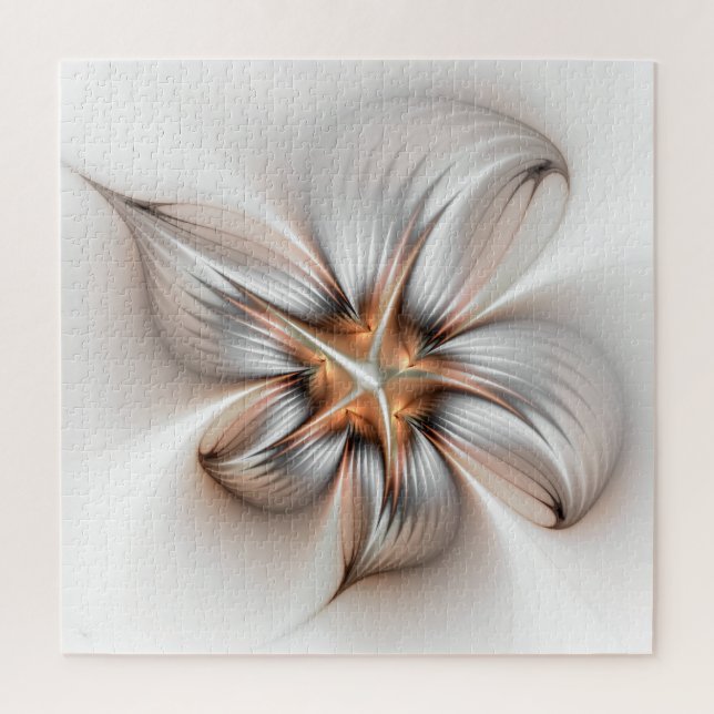 Floral Elegante Modernes Abstraktes Fraktal Puzzle (Vertikal)