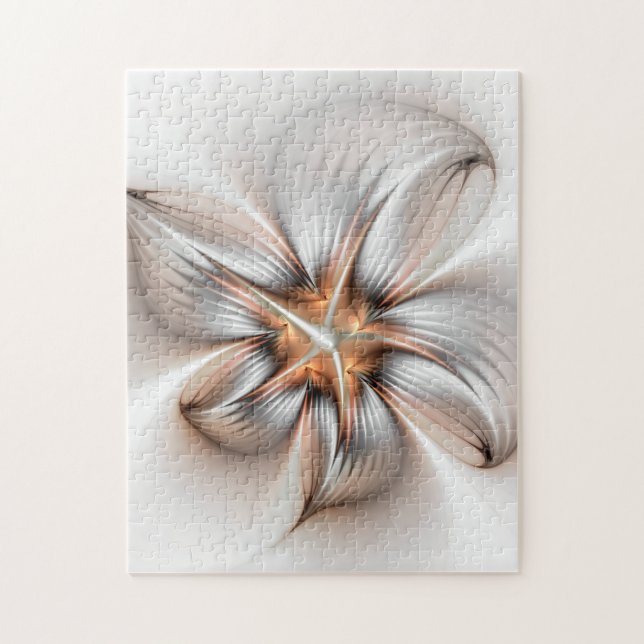Floral Elegante Modernes Abstraktes Fraktal Puzzle (Vertikal)