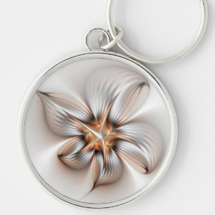 Floral Elegante Modernes Abstraktes Fraktal Schlüsselanhänger