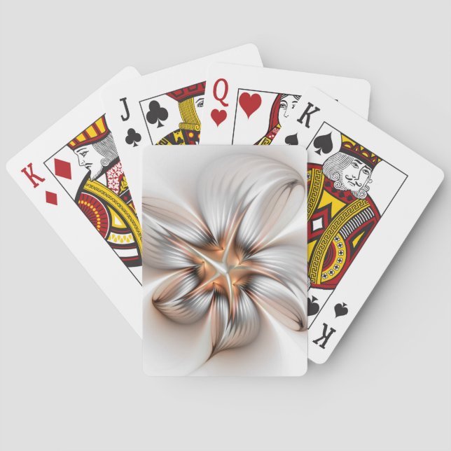 Floral Elegante Modernes Abstraktes Fraktal Spielkarten (Rückseite)