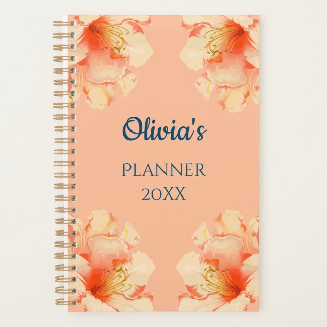 Floral Elegante Peach Colors Planner Planer (Vorderseite)