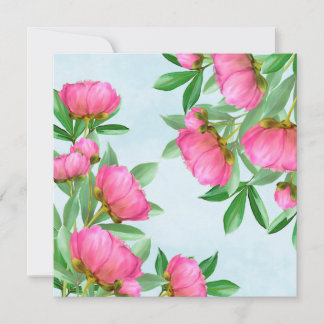 Floral Elegante Rosa Peonies Einfache Gartenanlage Einladung