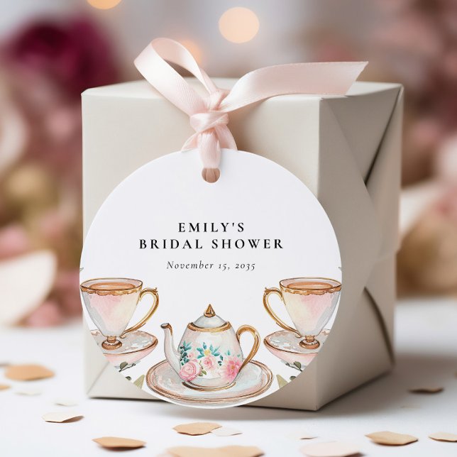 Floral Elegante Tee Party Brautparty Geschenkanhänger (Von Creator hochgeladen)