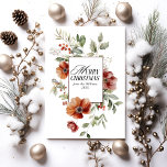 Floral Elegante Wasserfarbe Frohe Weihnachtswünsch Feiertagskarte<br><div class="desc">Winter Wonderla Elegante Wasserfarbe Weihnachten Weihnachtskarte</div>